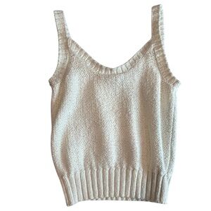 J.Crew Vintage White Knit Cotton Top Size Large Fits Like a Small